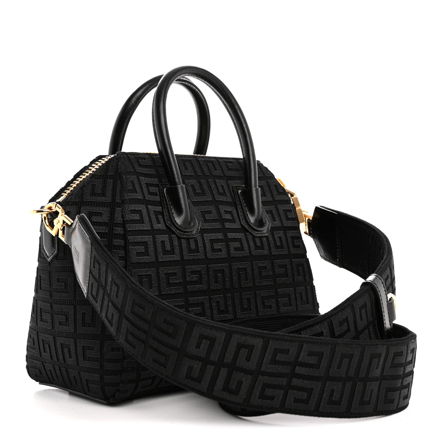 Givenchy Canvas Jacquard Embroidered Calfskin 4G Mini Antigona Black 3 of 10