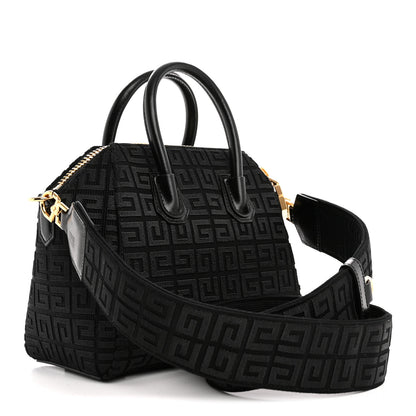 Givenchy Canvas Jacquard Embroidered Calfskin 4G Mini Antigona Black 3 of 10