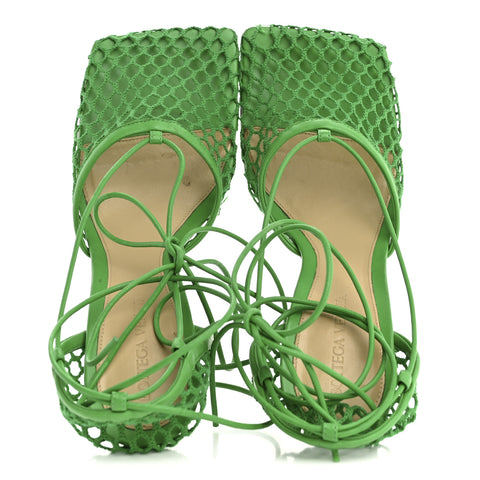 Mesh Nappa Stretch Ankle Tie 90mm Sandals 39 Grass
