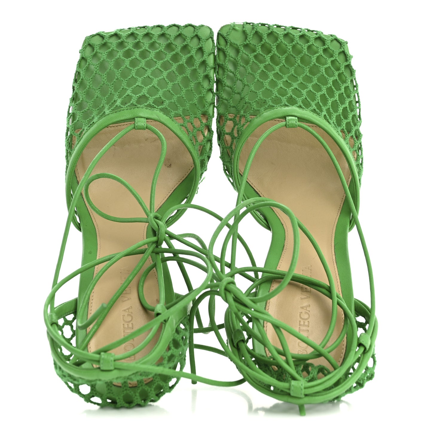 Mesh Nappa Stretch Ankle Tie 90mm Sandals 39 Grass