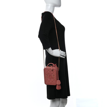 Chanel Caviar Quilted CC North South Filigree Vanity Case Pink 2 of 9