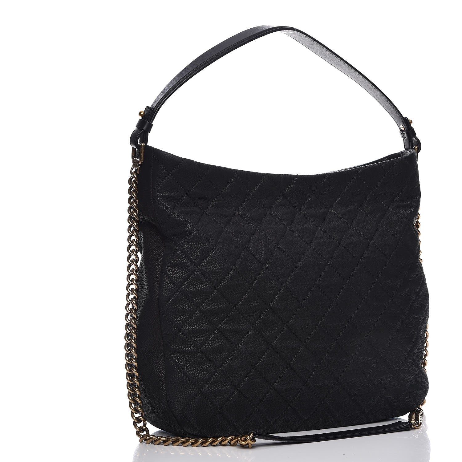 Chanel Iridescent Caviar Quilted Country Chic Hobo Black 3 of 7