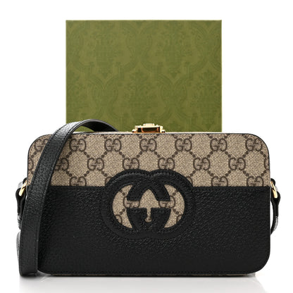 Gucci GG Supreme Monogram Textured Dollar Calfskin Mini New Basket Shoulder Bag Beige Ebony Black 11 of 11