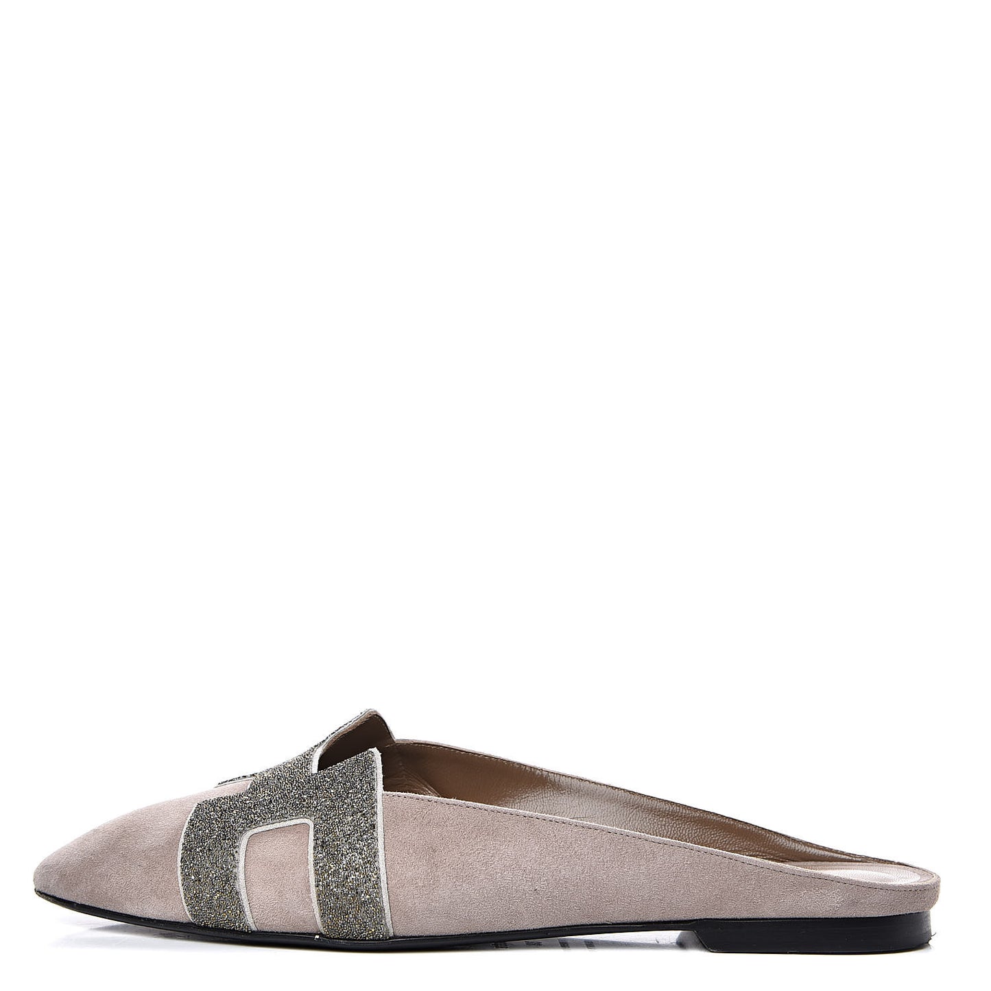 Suede Goatskin Crystal Roxane Mules 38 Champagne Rose Grey