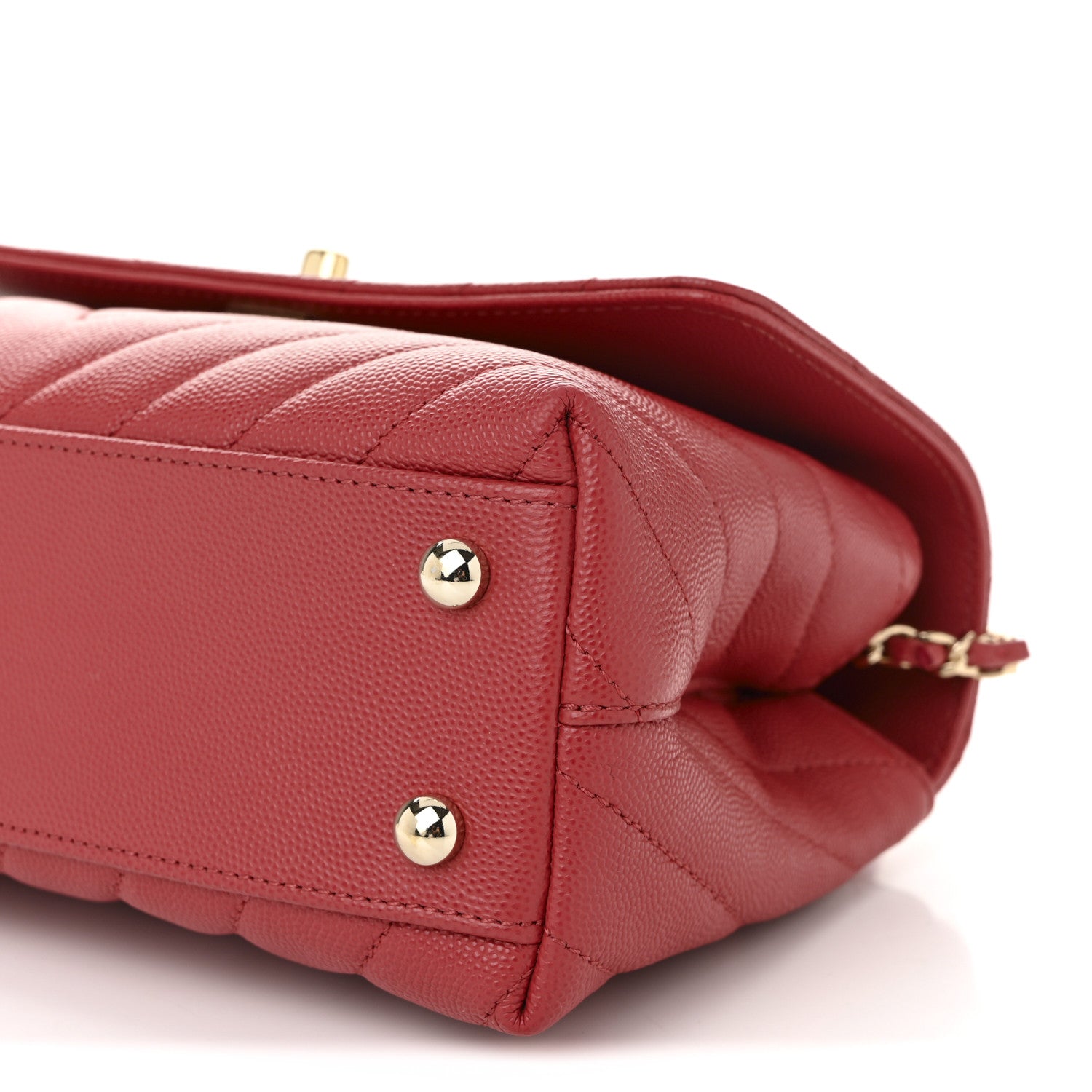 Chanel Caviar Chevron Quilted Mini Coco Handle Flap Red 18 of 19