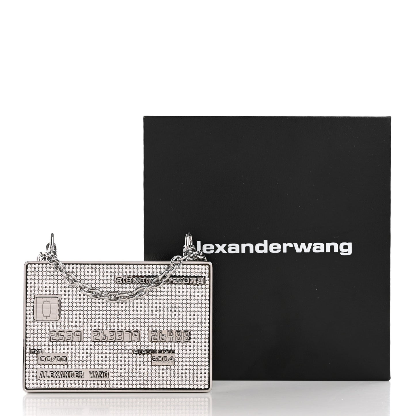 Crystal Credit Card Wangloc Minaudiere Clutch  Silver