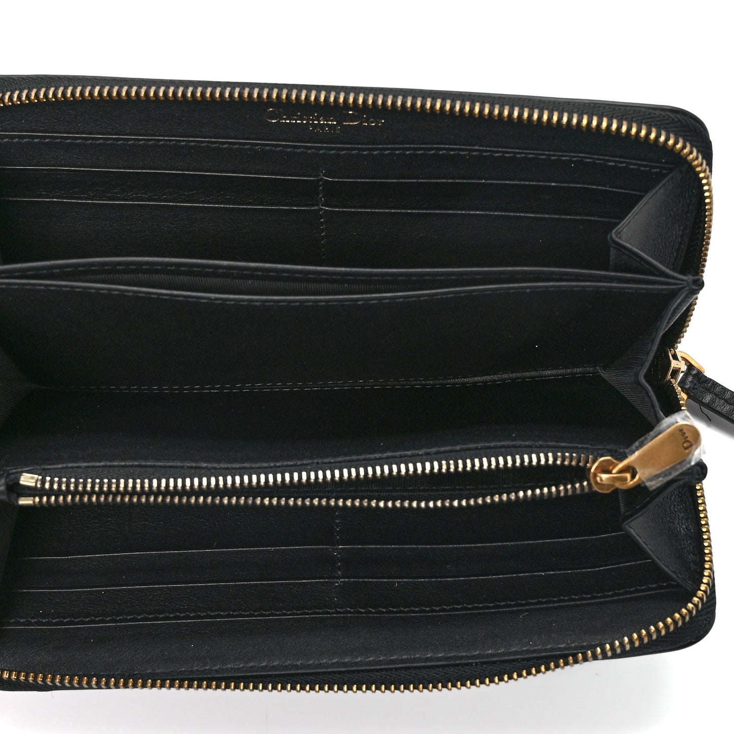 Calfskin Stars Voyageur Zip Around Wallet Black