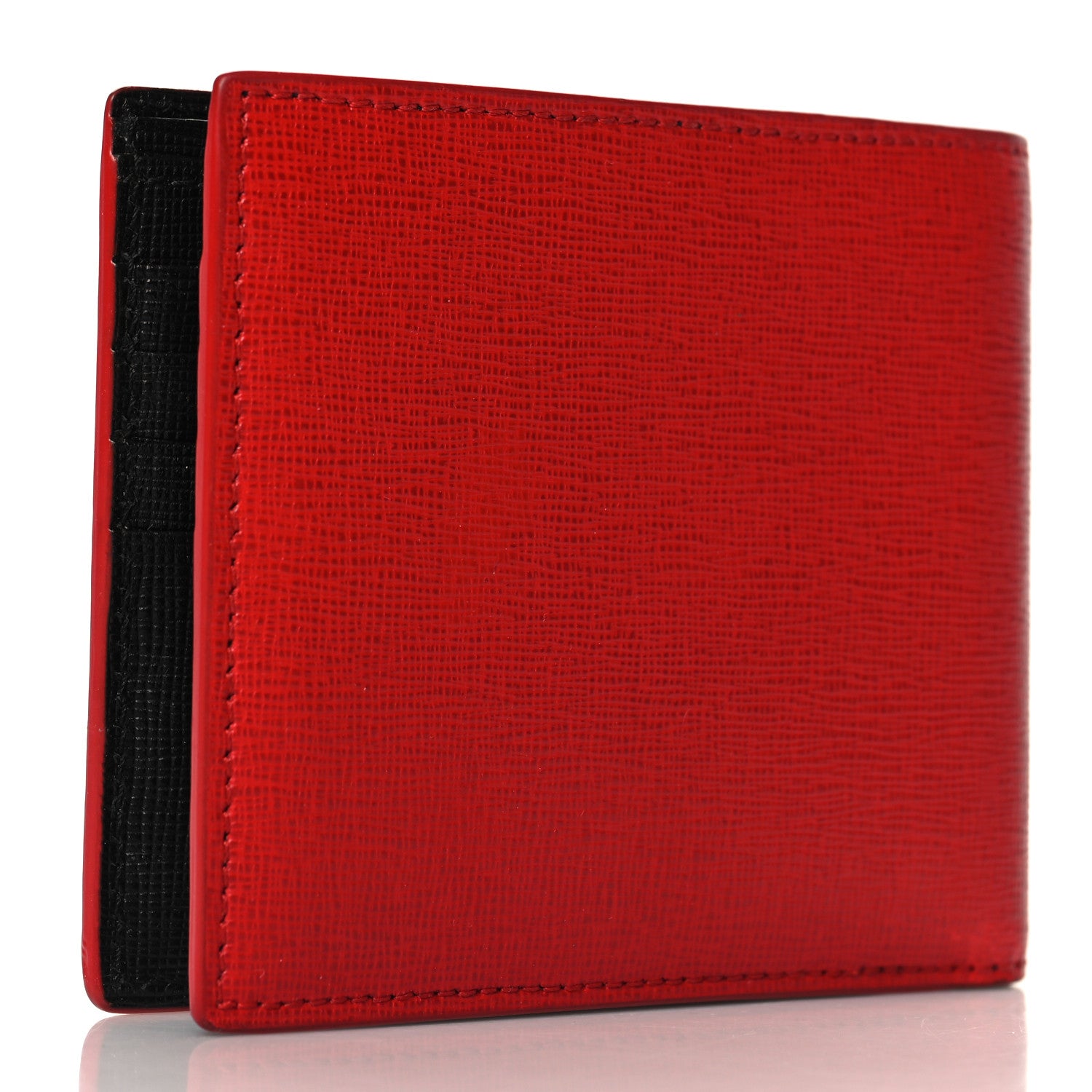 Fendi Vitello Elite Flamingo Lightning Monster Eyes Bi-Fold Wallet Rosso White Black 3 of 6