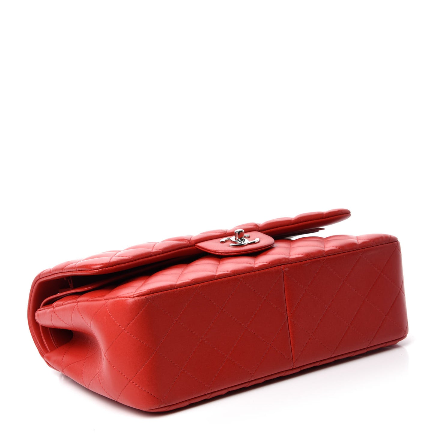 Lambskin Quilted Jumbo Double Flap Red
