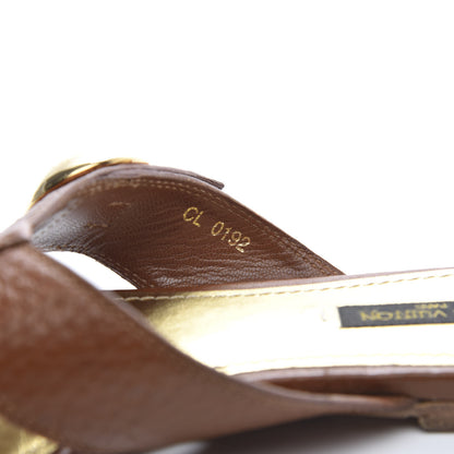 Louis Vuitton Calfskin Thong Sandal 37 Brown Gold 8 of 10