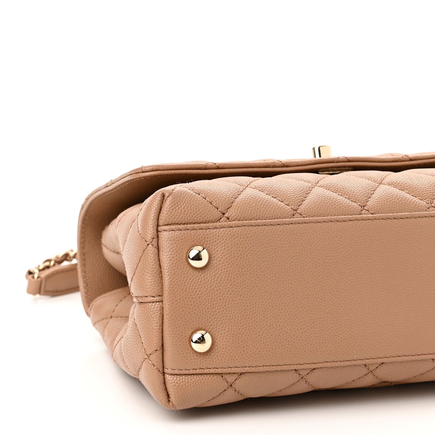 Caviar Quilted Mini Coco Handle Flap Beige