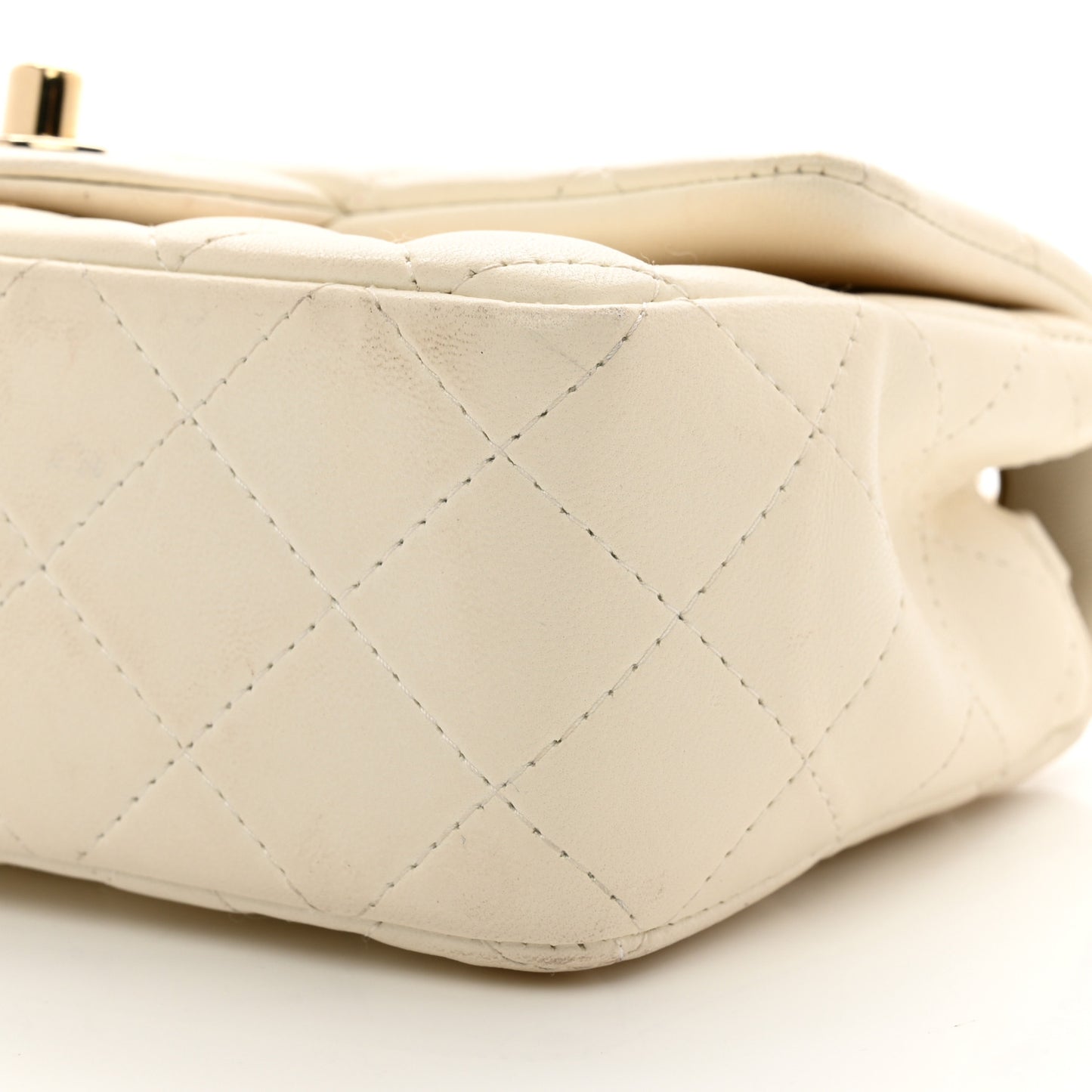 Lambskin Quilted Mini Rectangular Flap White