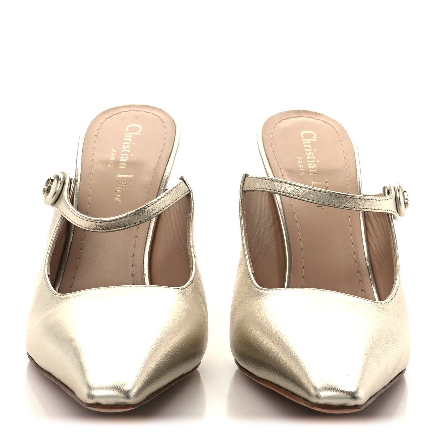 Christian Dior Laminated Lambskin Captured Mules 39.5 Pale Gold 3 of 10