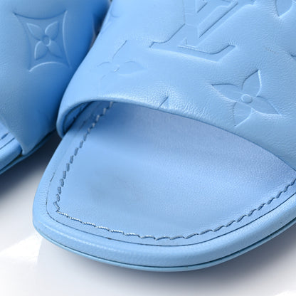 Louis Vuitton Lambskin Embossed Monogram Revival Flat Mules 36 Light Blue 8 of 8