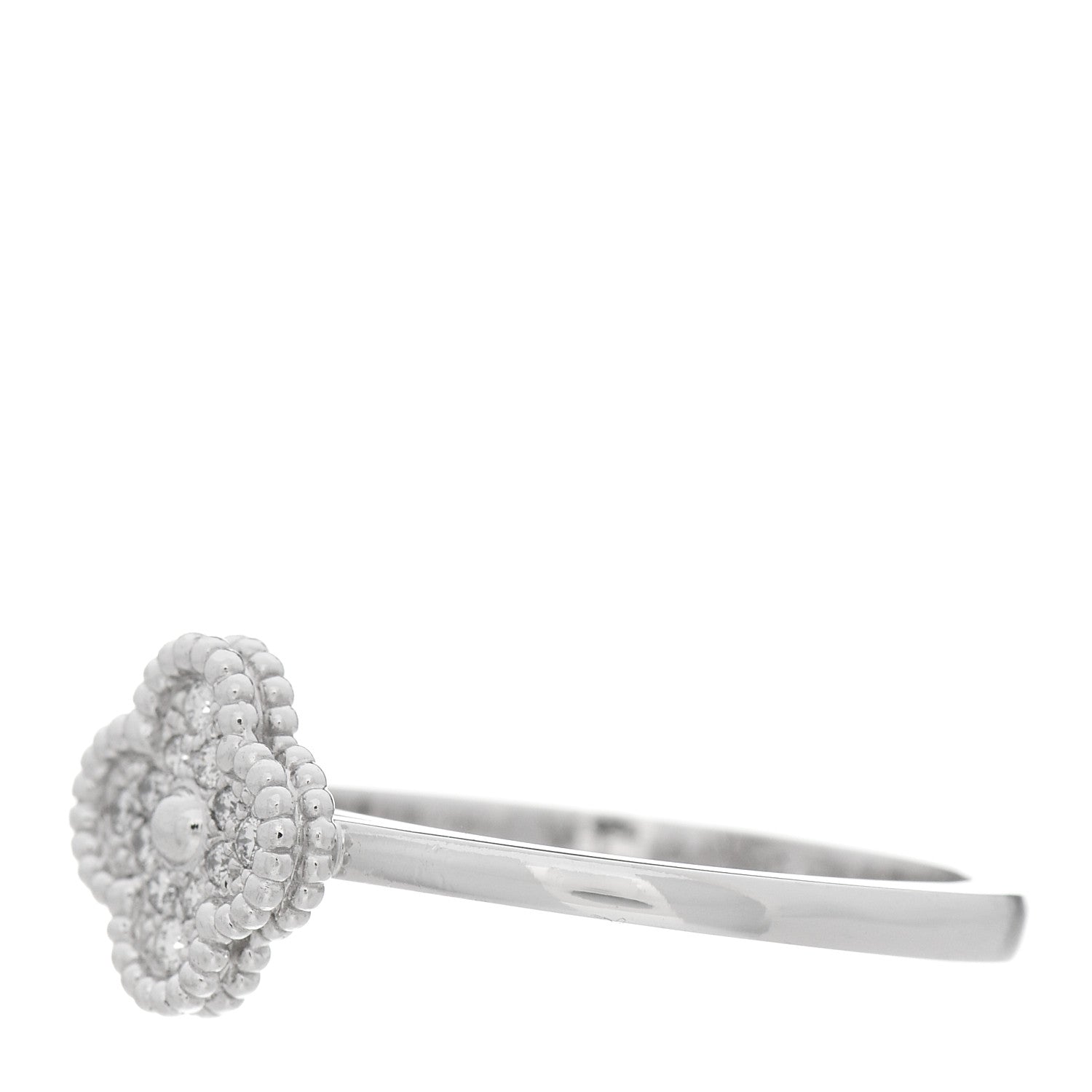 Van Cleef & Arpels 18K White Gold Diamond Sweet Alhambra Ring 55 7.25 2 of 7