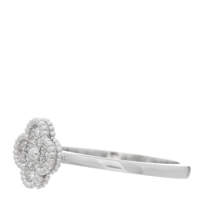 Van Cleef & Arpels 18K White Gold Diamond Sweet Alhambra Ring 55 7.25 2 of 7