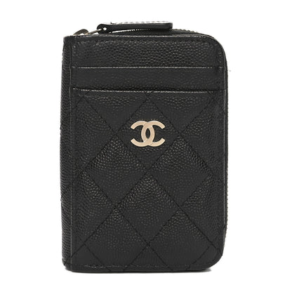 Chanel Caviar Quilted Zip Card Holder Black 1 of 10