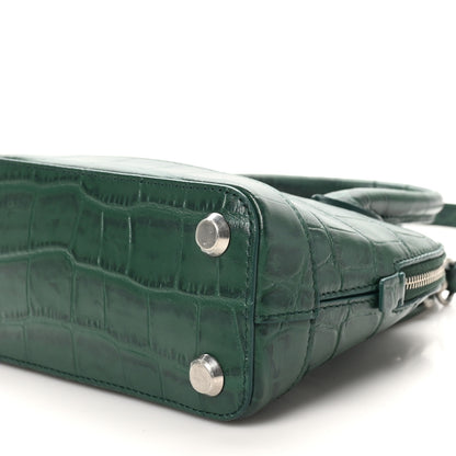 Balenciaga Calfskin Logo Crocodile Embossed XXS Ville Top Handle Bag Green White 10 of 10