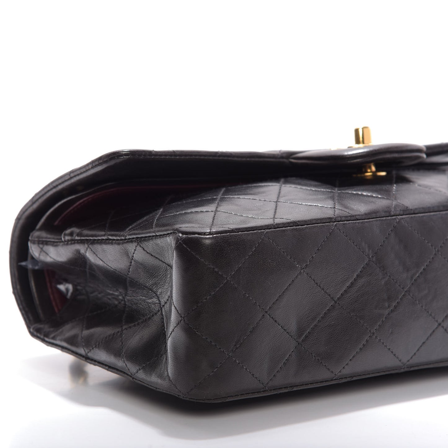 Lambskin Quilted Medium Double Flap Black