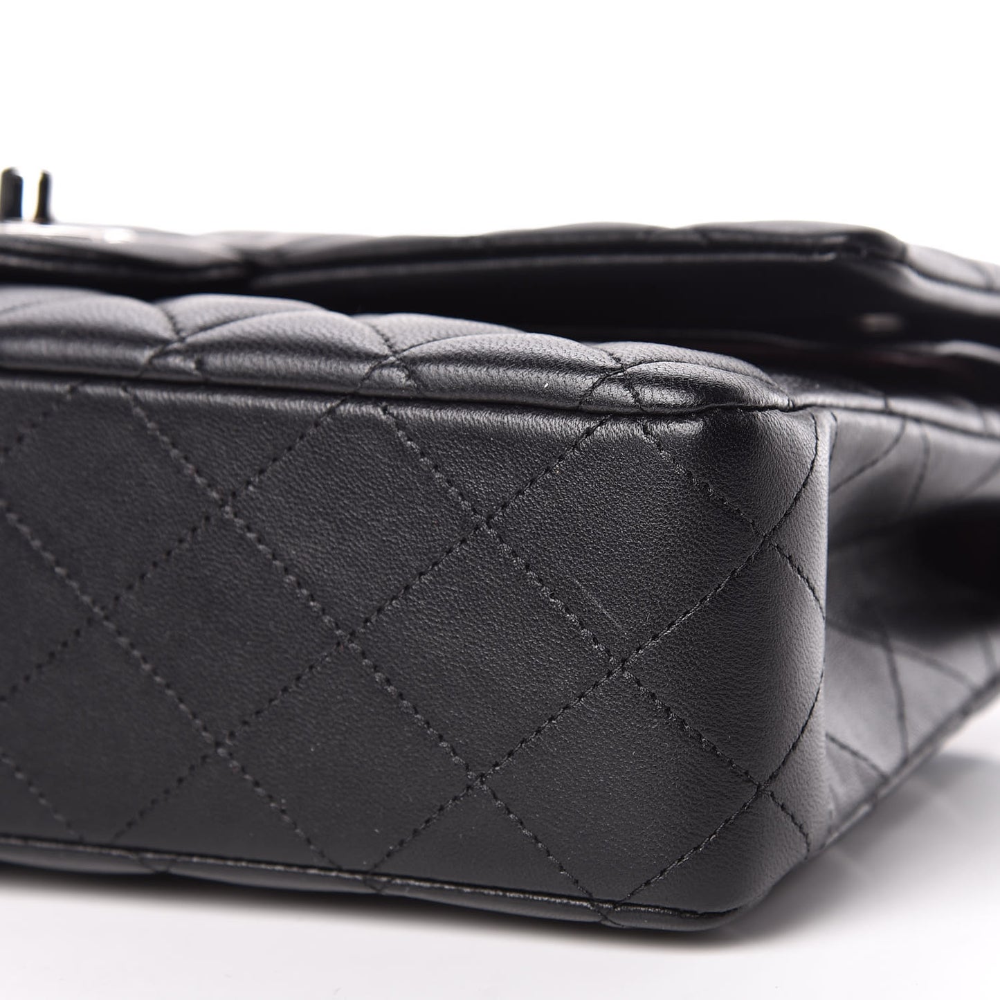 Lambskin Quilted Medium Double Flap Black