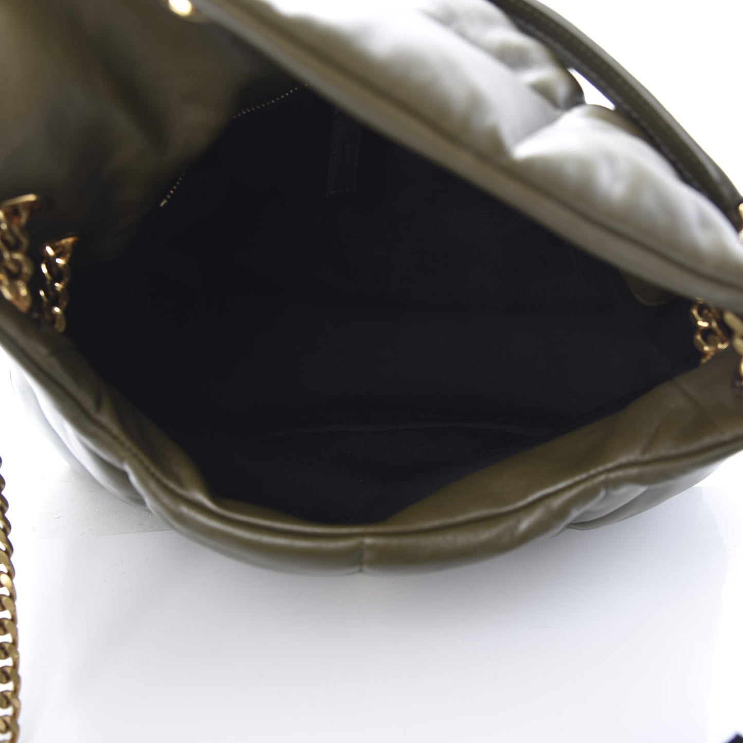 Lambskin Quilted Medium Loulou Puffer Monogram Chain Satchel Seaweed