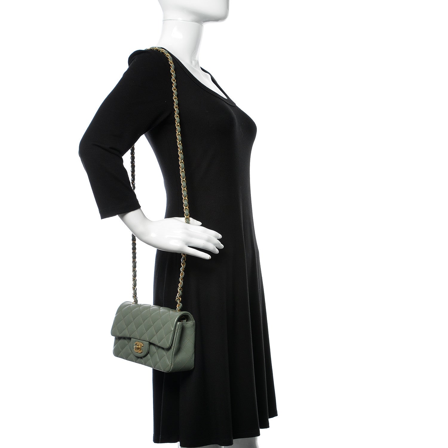 Chanel Iridescent Caviar Quilted Mini Rectangular Flap Green 2 of 9
