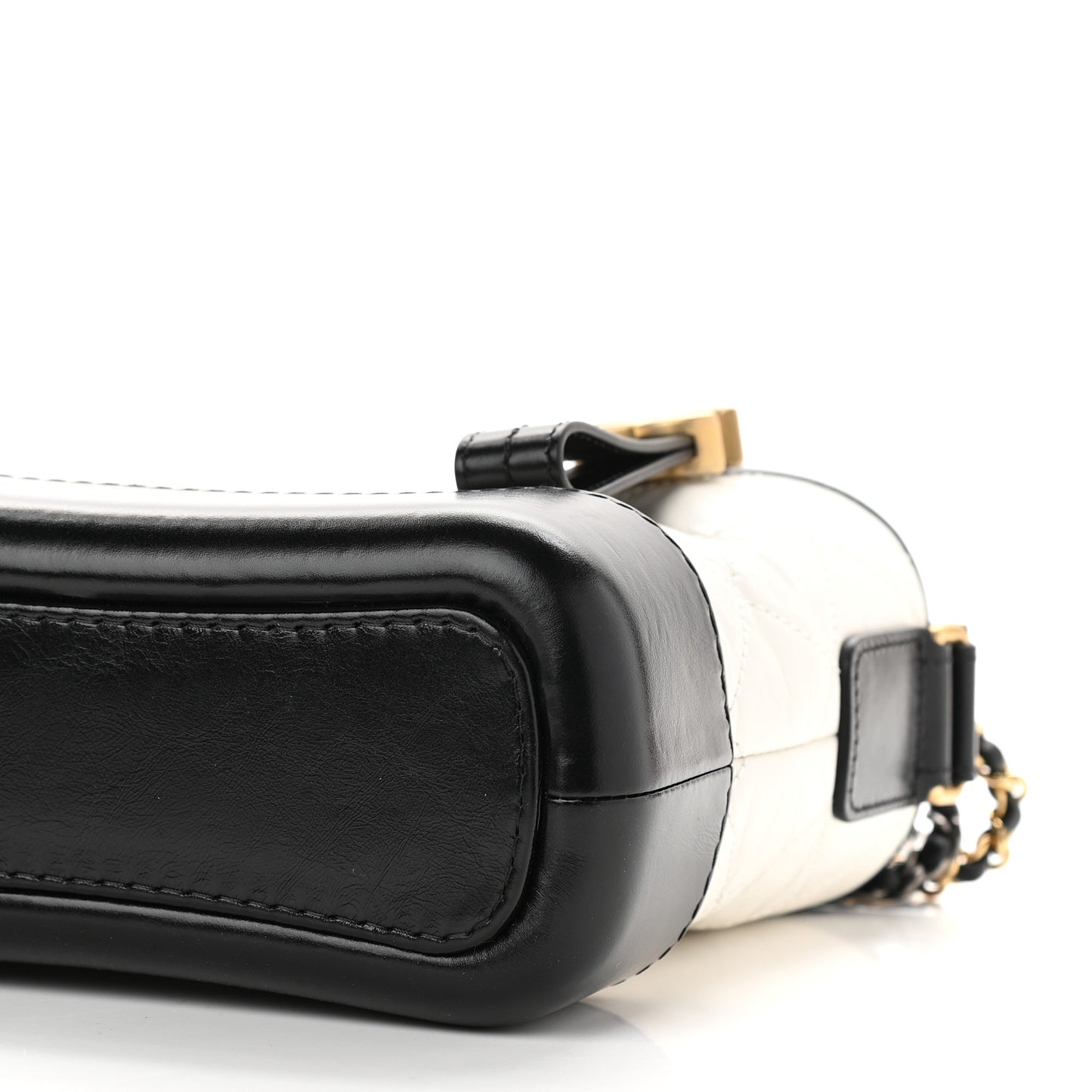 Aged Calfskin Quilted Small Gabrielle Hobo Black White