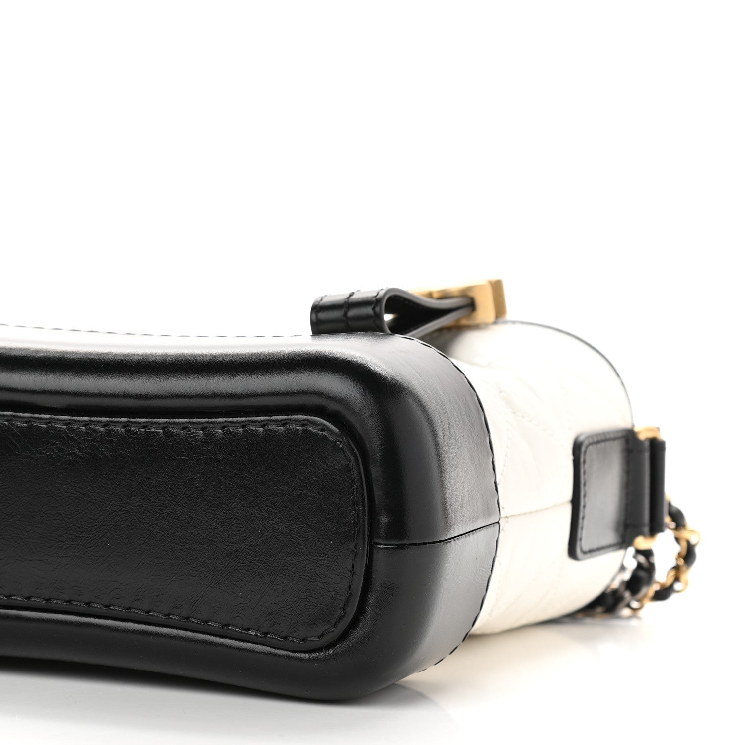 Chanel Aged Calfskin Quilted Small Gabrielle Hobo Black White 9 of 9