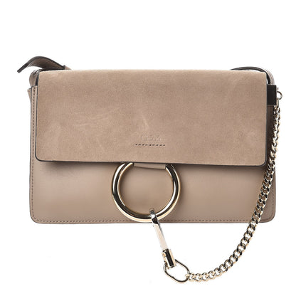 Chloe Suede Calfskin Small Faye Shoulder Bag Motty Grey 1 of 7