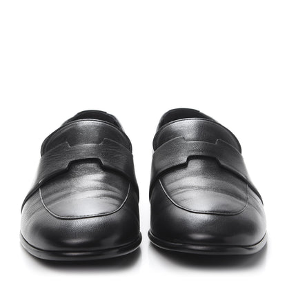 Hermes Goatskin Womens Ancora Moccasin Loafers 37.5 Black 2 of 9