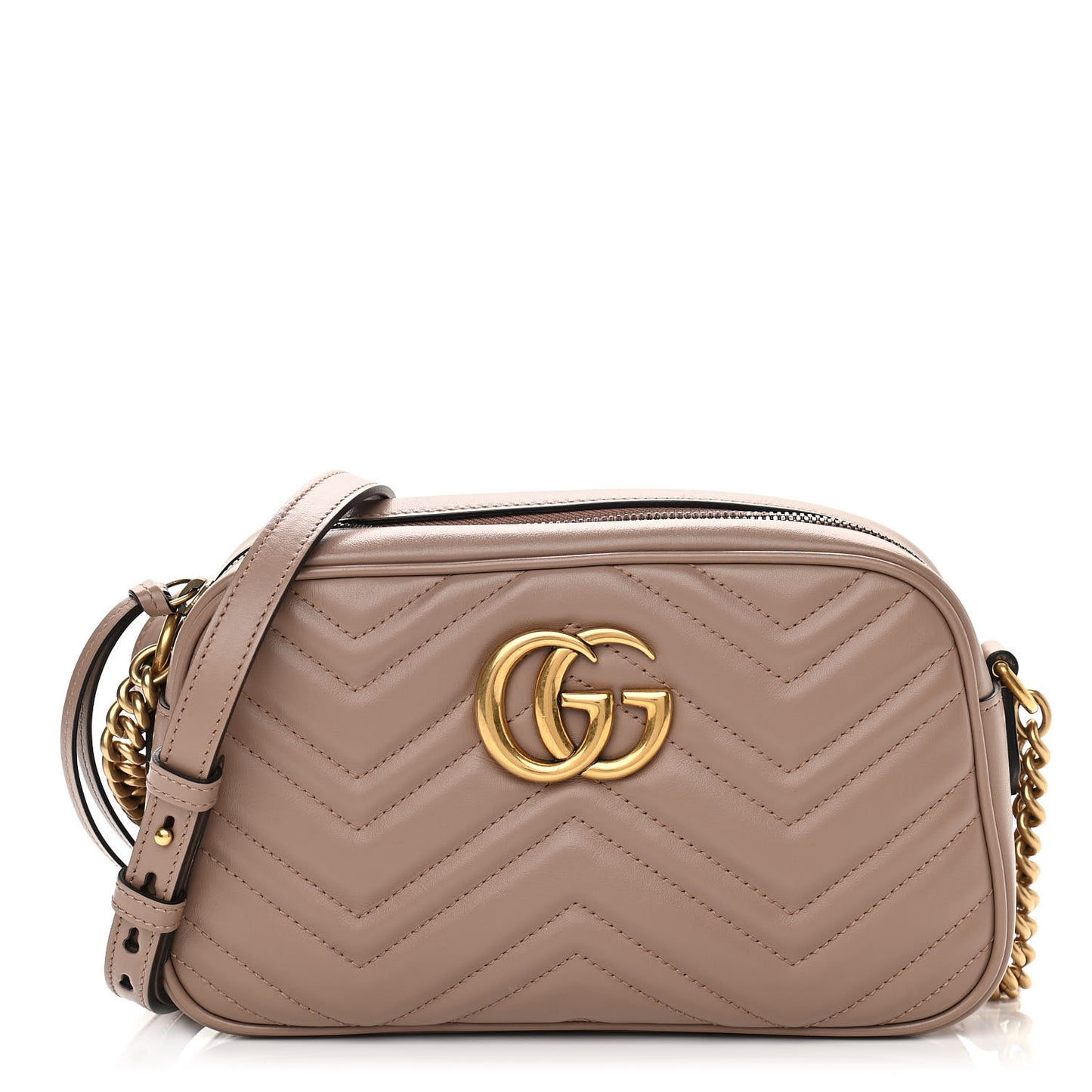 Calfskin Matelasse Small GG Marmont Chain Shoulder Bag Porcelain Rose