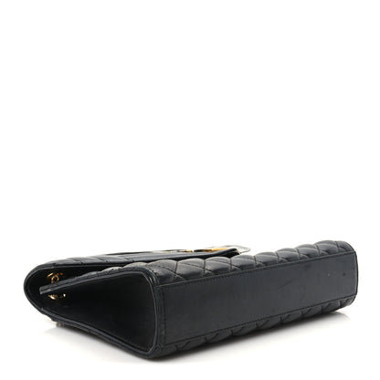 Saint Laurent Lambskin Mixed Matelasse Triquilt Medium Monogram Satchel Black 3 of 10