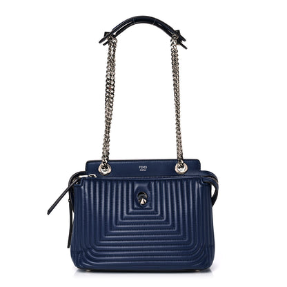 Fendi Shiny Nappa Trapuntata Small DotCom Click Chain Satchel Blue 1 of 10