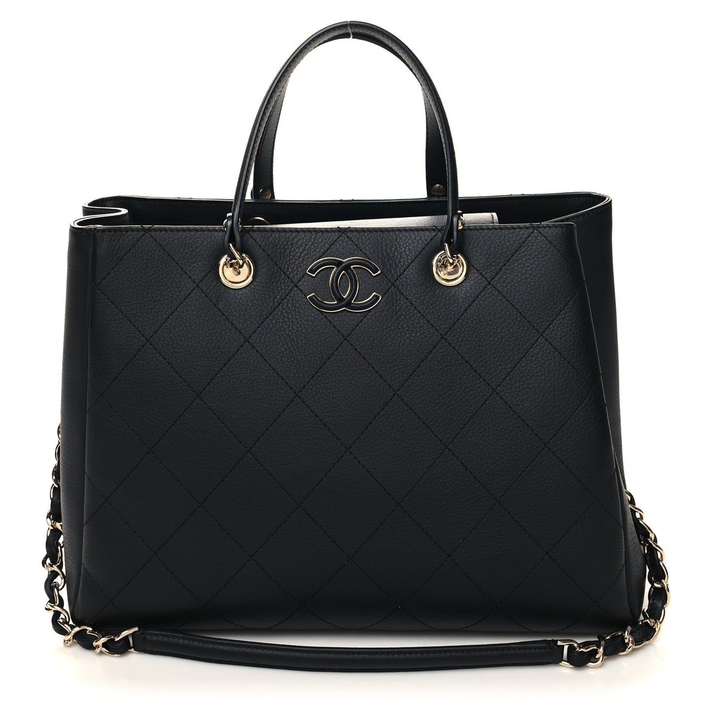 Bullskin Stitched Medium Shopping Bag Black