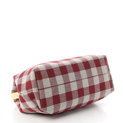 Mansur Gavriel Canvas Check Elegant Top Handle Bag Flamma 4 of 9