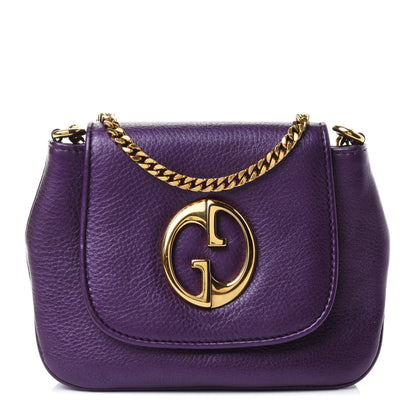 Gucci Metallic Pebbled Calfskin Small 1973 Chain Shoulder Bag Purple 1 of 4