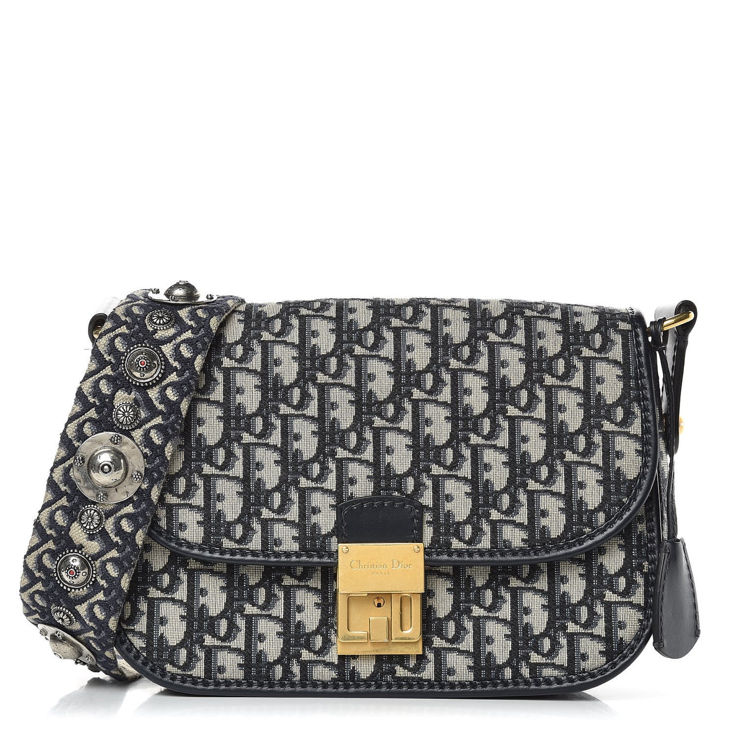 Oblique Flap Bag Navy Blue