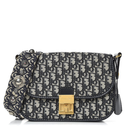 Christian Dior Oblique Flap Bag Navy Blue 1 of 10