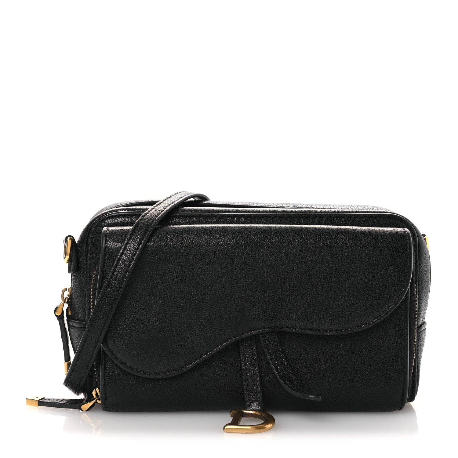 Christian Dior Goatskin Double Saddle Pouch Black 1 of 12