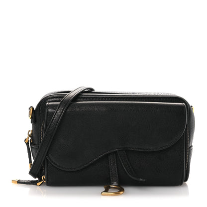 Christian Dior Goatskin Double Saddle Pouch Black 1 of 12