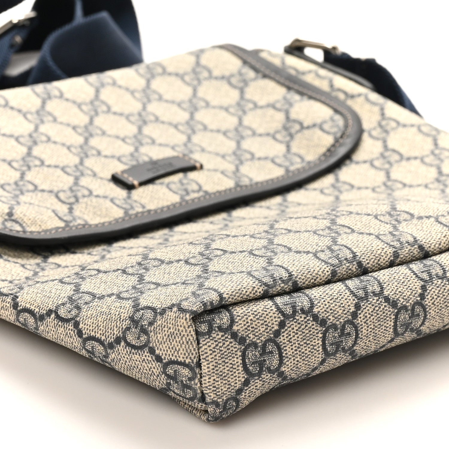 Gucci GG Plus Monogram Sellieria Calfskin Small Flap Messenger Bag Beige Blue 9 of 10