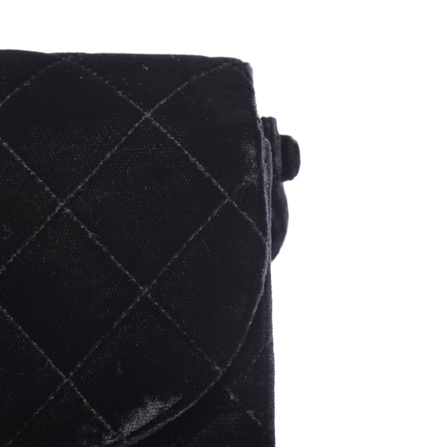 Velvet Quilted Shoulder Bag Black