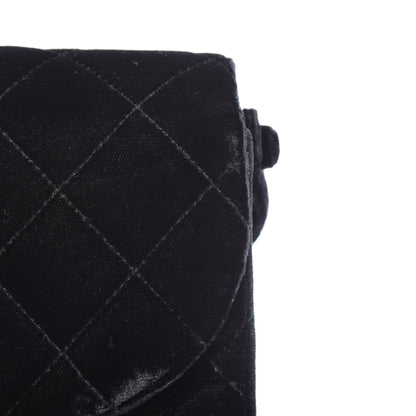 Chanel Velvet Quilted Shoulder Bag Black 9 of 12