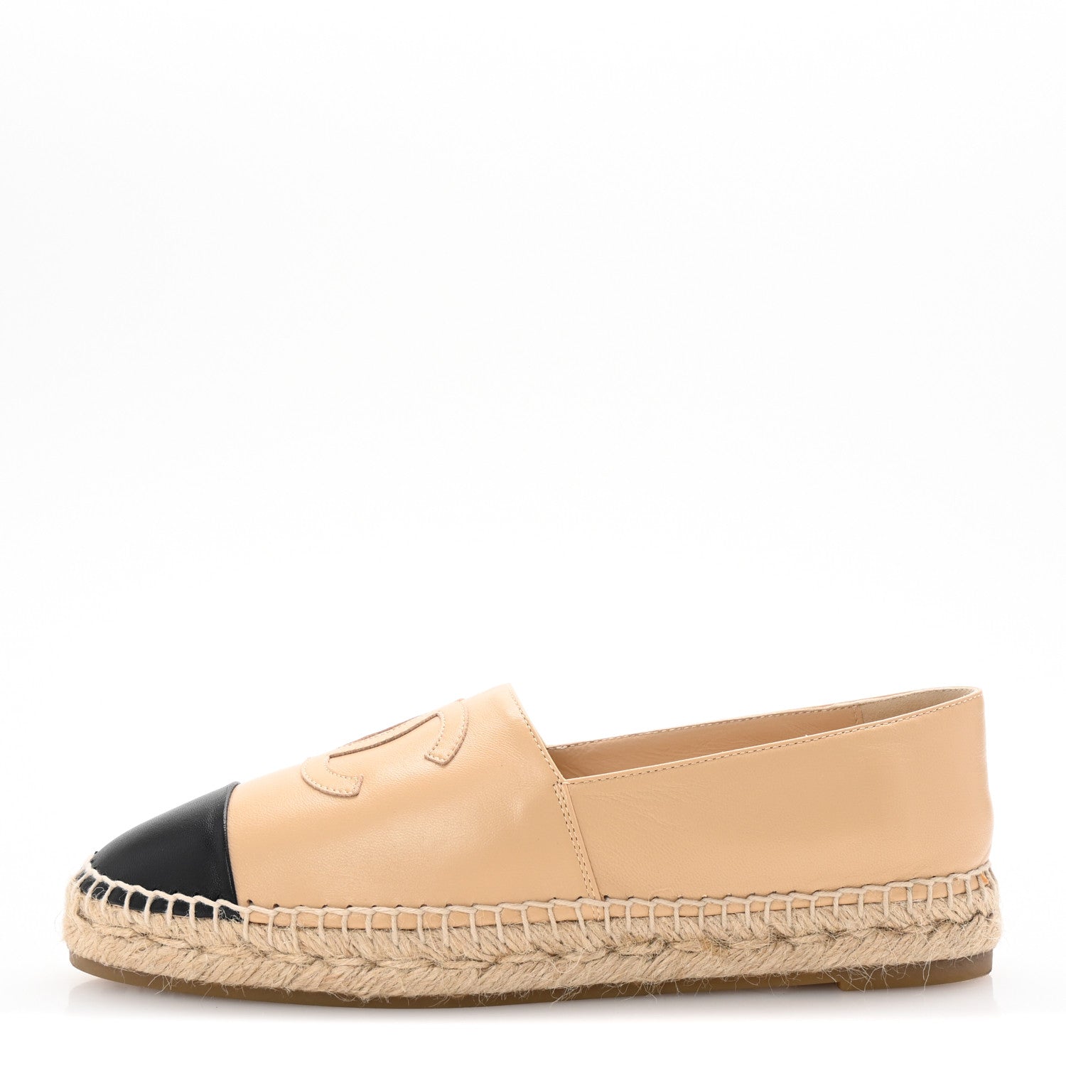 Chanel Lambskin CC Espadrilles 40 Beige Black 1 of 10