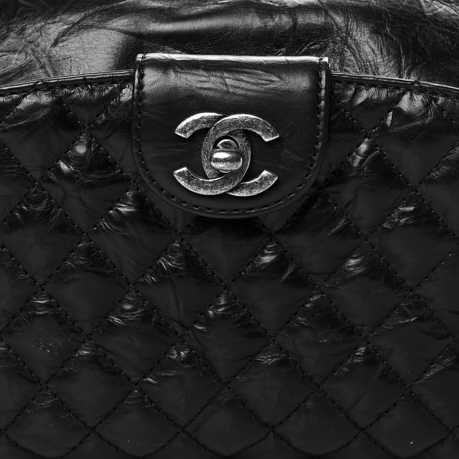 Chanel Crumpled Calfskin Quilted Casual Rock Waist Bag Fanny Pack Black 7 of 9