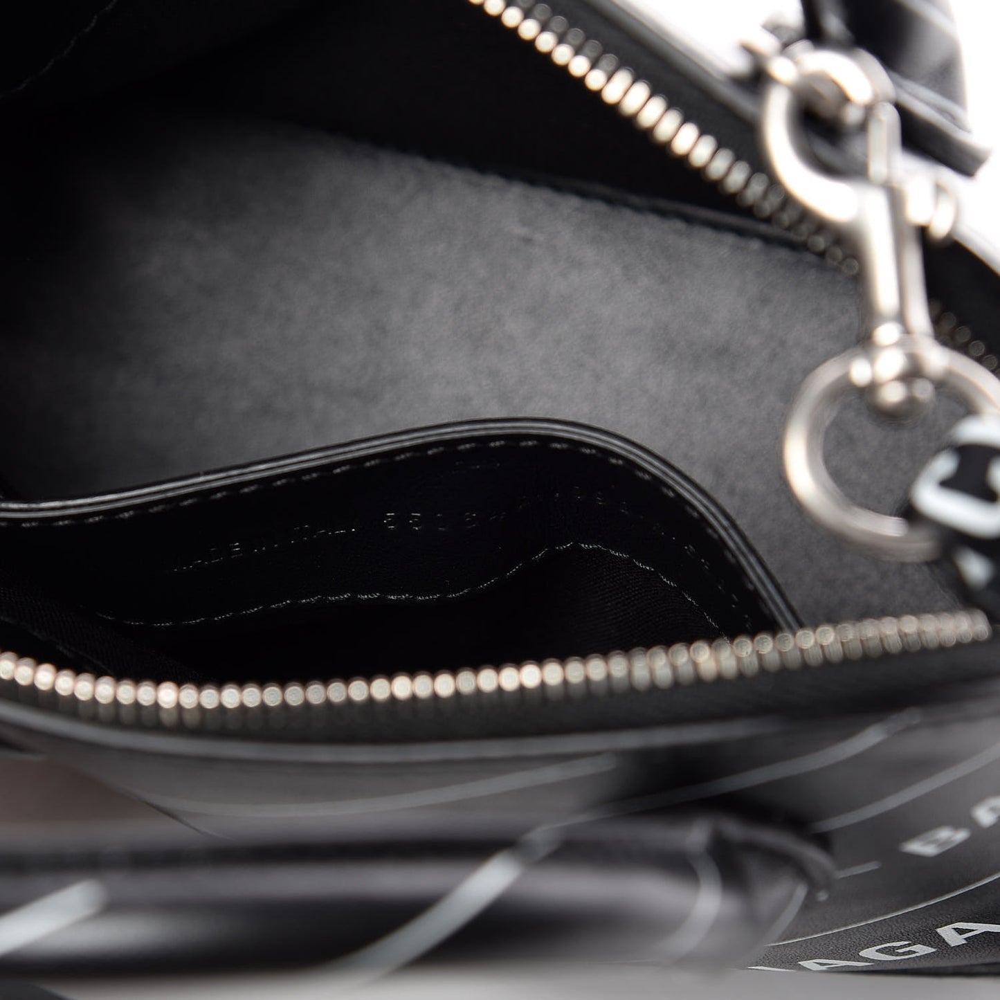 Calfskin Logo Print XXS Ville Top Handle Bag Black White