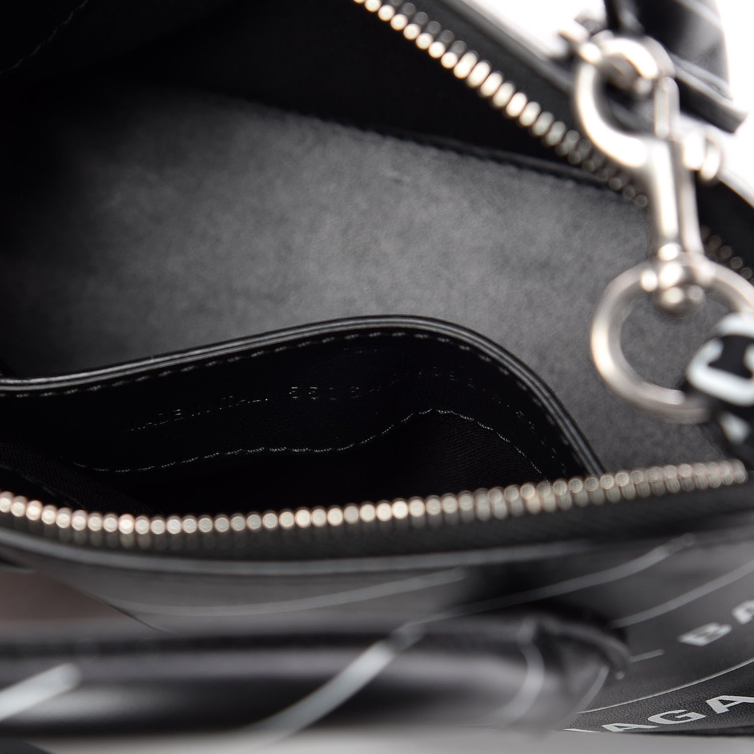 Balenciaga Calfskin Logo Print XXS Ville Top Handle Bag Black White 10 of 11