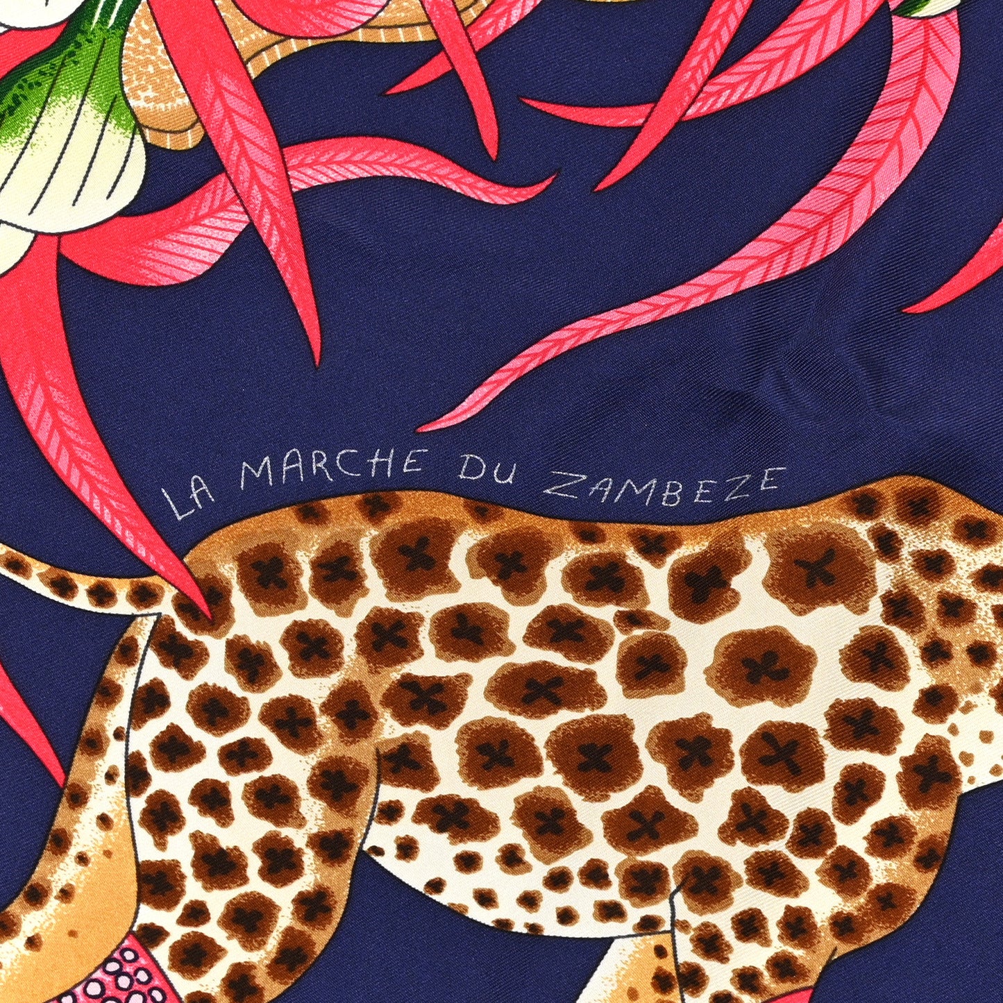 Silk La Marche Du Zambeze Scarf 90 Indigo Rose Vif Multicolor