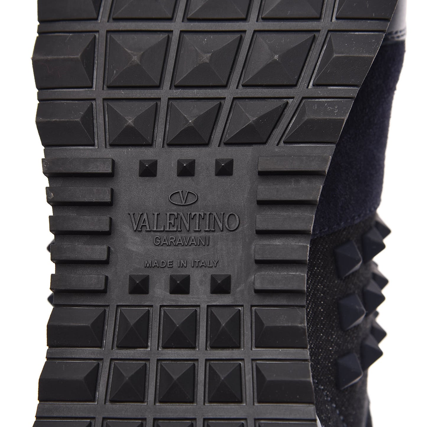 Denim Calfskin Suede Womens Rockstud Sneakers 36 Deep Denim