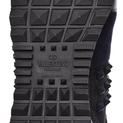 Valentino Garavani Denim Calfskin Suede Womens Rockstud Sneakers 36 Deep Denim 6 of 10